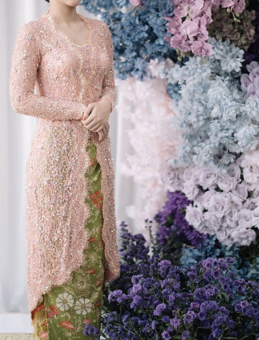Salmon Pink Kebaya by Ronauli Liu