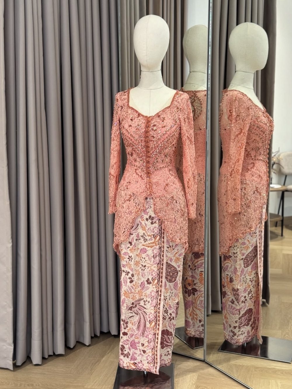 Coral Pink Kebaya by Delmora