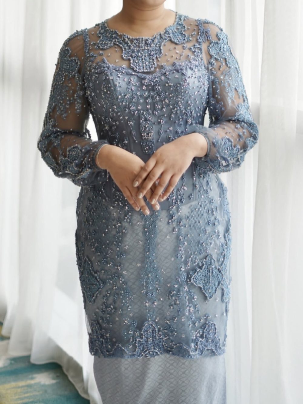 Denim Blue Kebaya by Azalia Clarissa