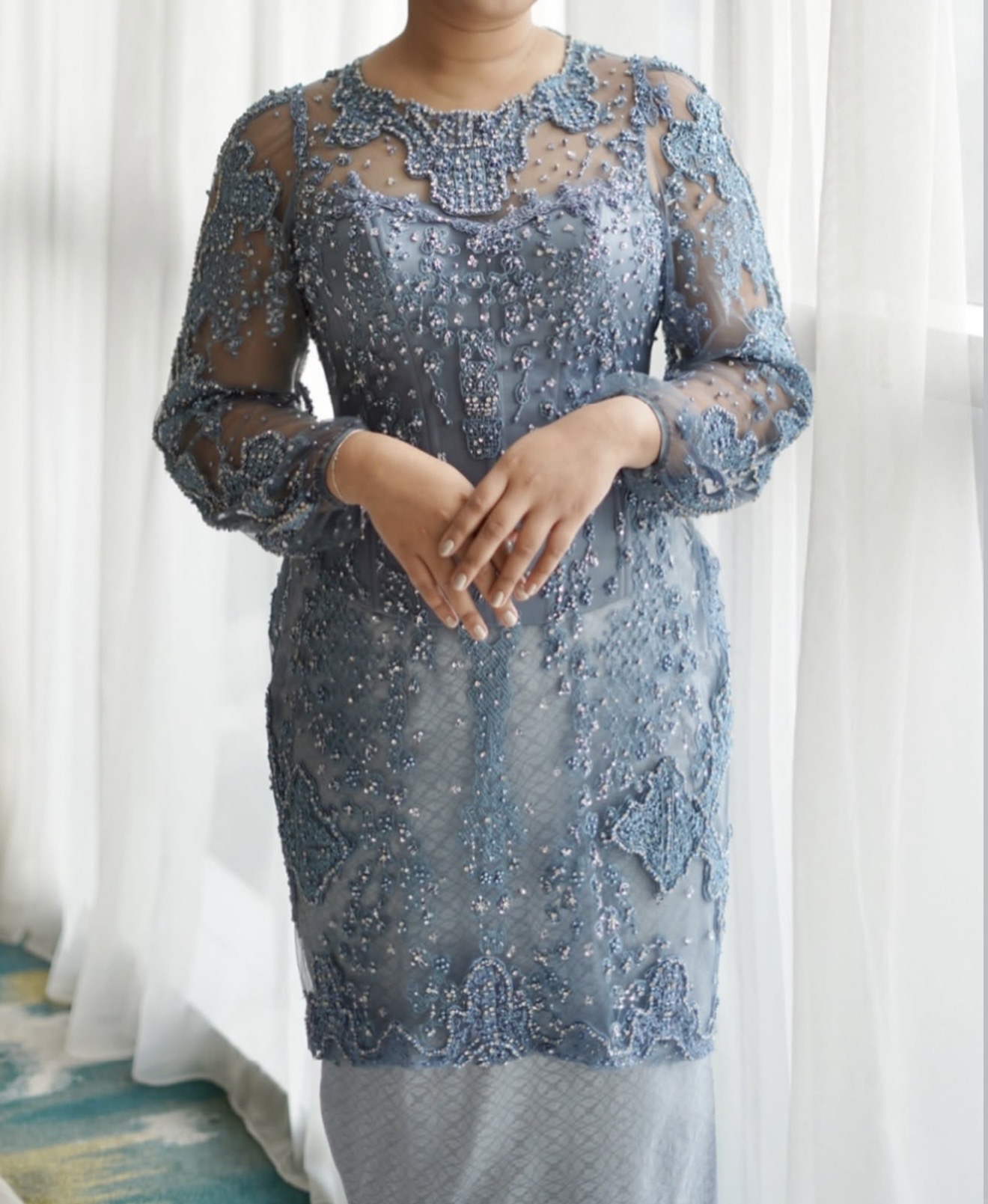 Denim Blue Kebaya by Azalia Clarissa