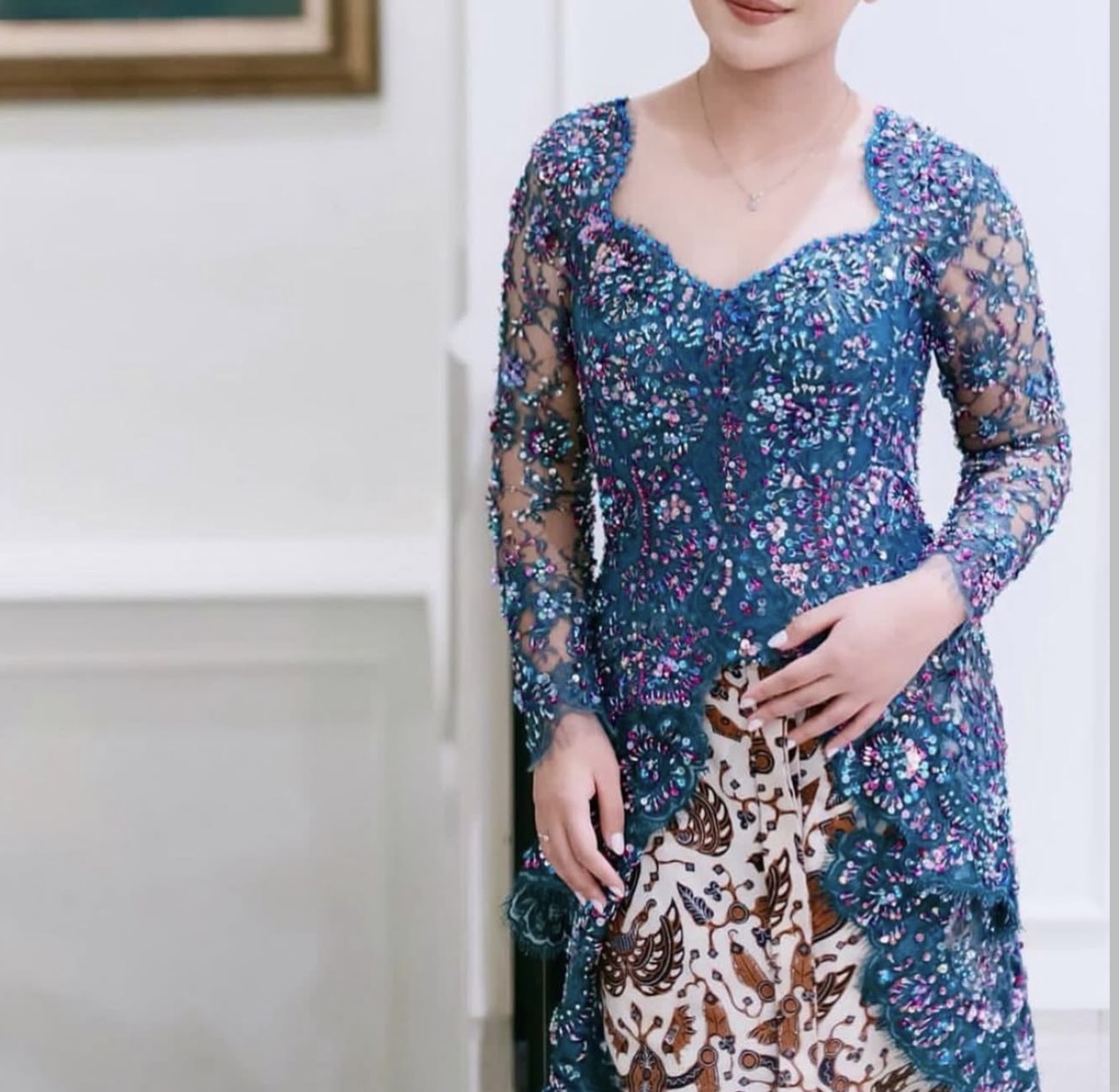 Teal Blue Kebaya by Ronauli Liu