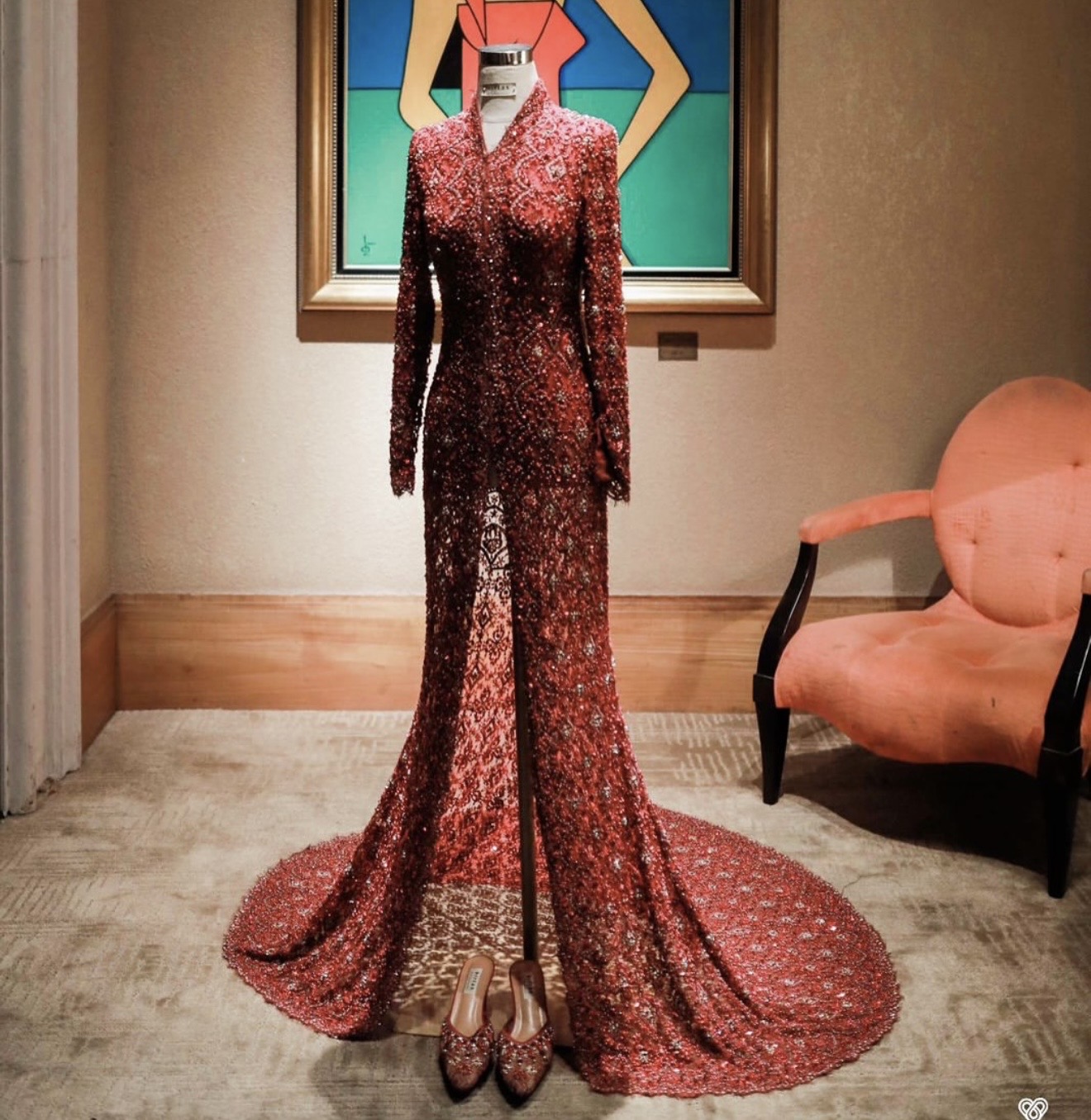 Floor Length Maroon Kebaya by Kirtas Official