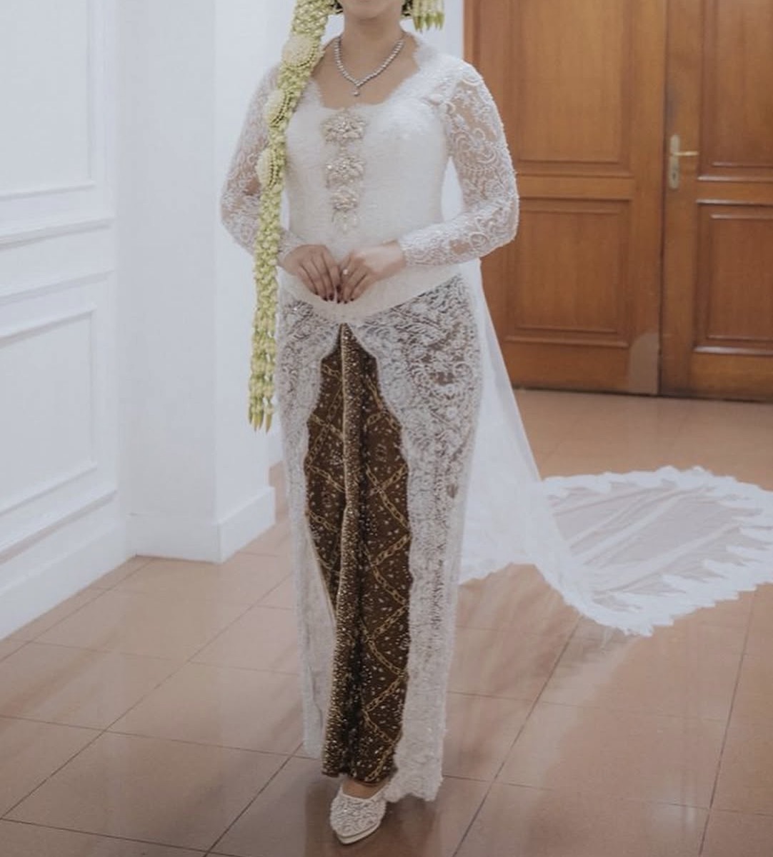 Long White Kebaya by Anis Saffira