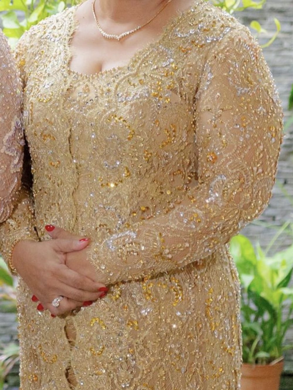 Long Gold Kebaya by Ronauli Liu