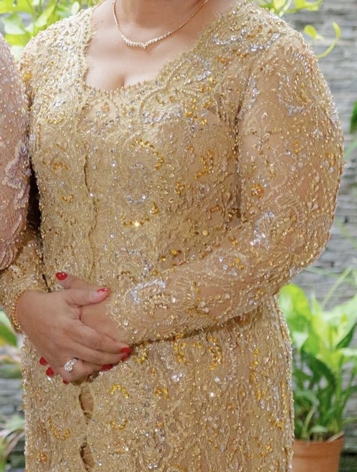 Long Gold Kebaya by Ronauli Liu
