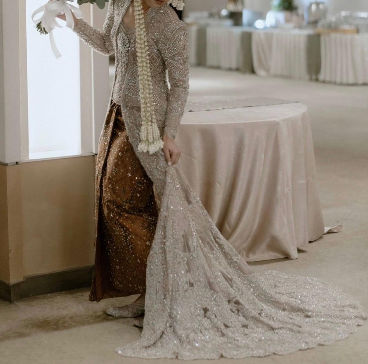 Floor Length Taupe Kebaya by Syarifah Eldistio