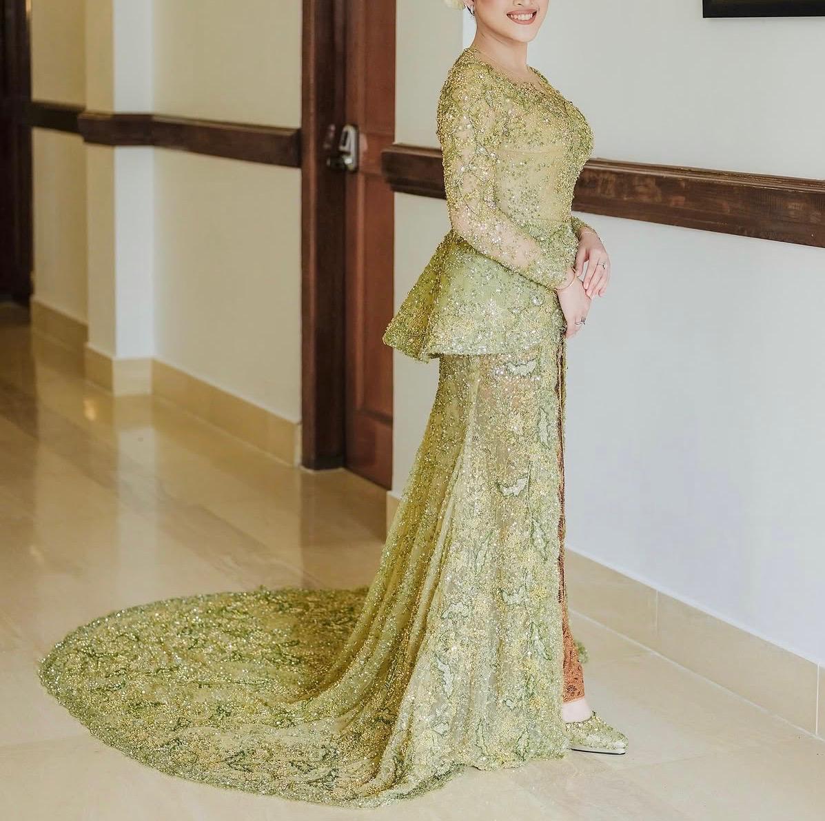 Olive Green Kebaya by Gugi Nugraha